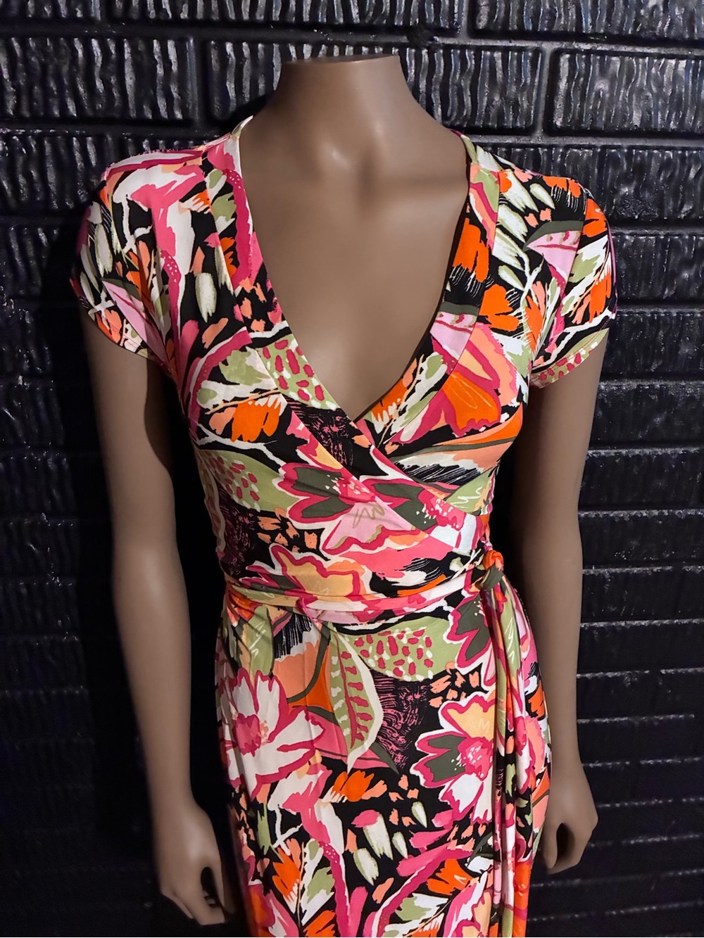 Floral Wrap Dress - Pink & Orange